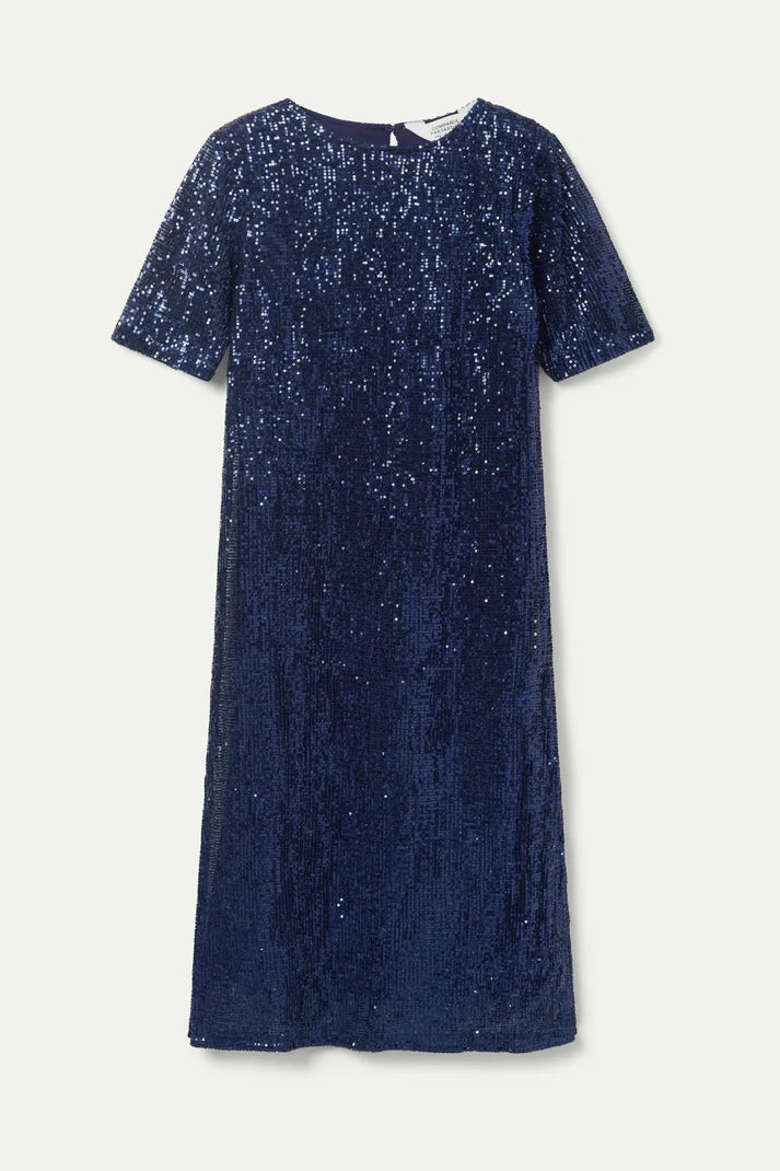 Vestido midi de lentejuelas azul