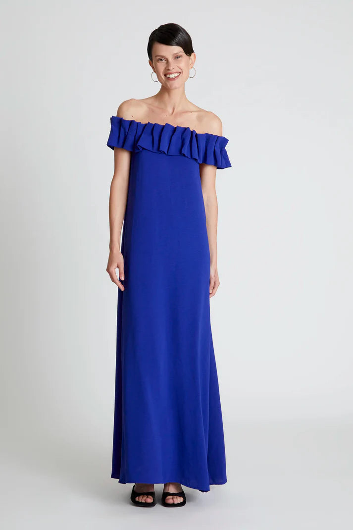 Vestido Escote Barco Azul