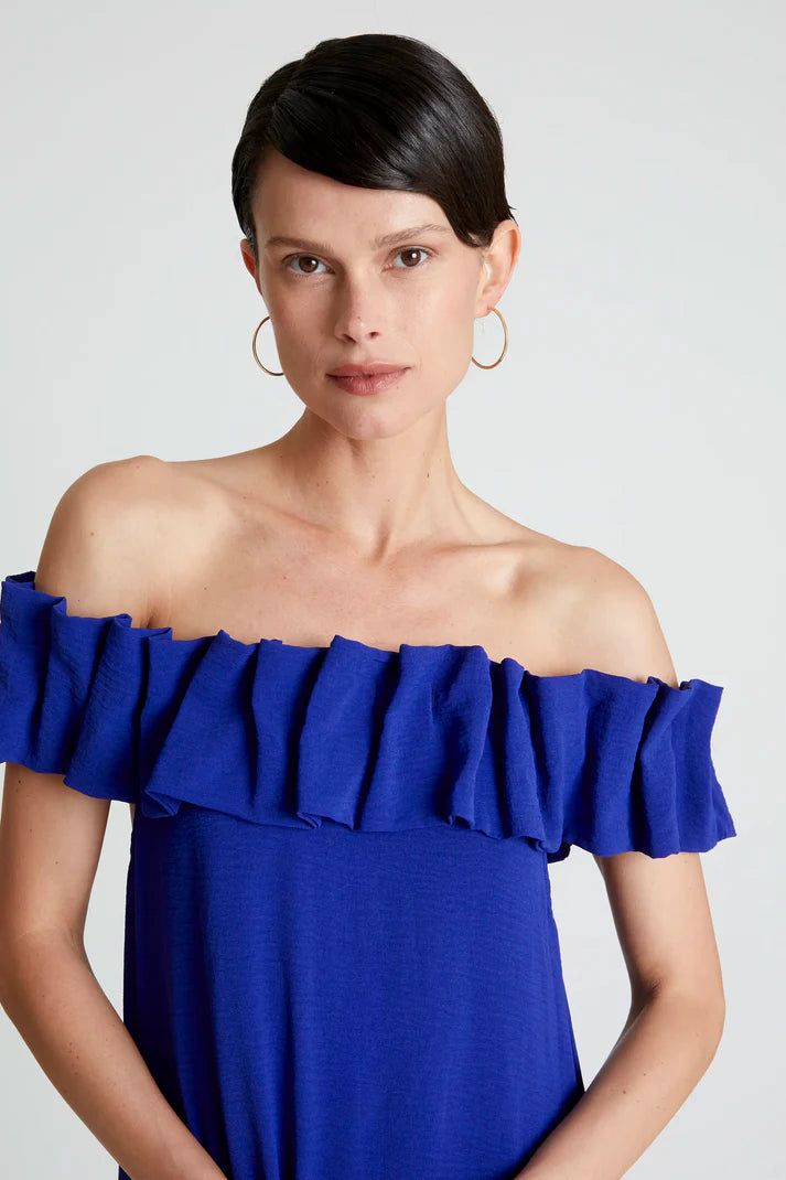 Vestido Escote Barco Azul