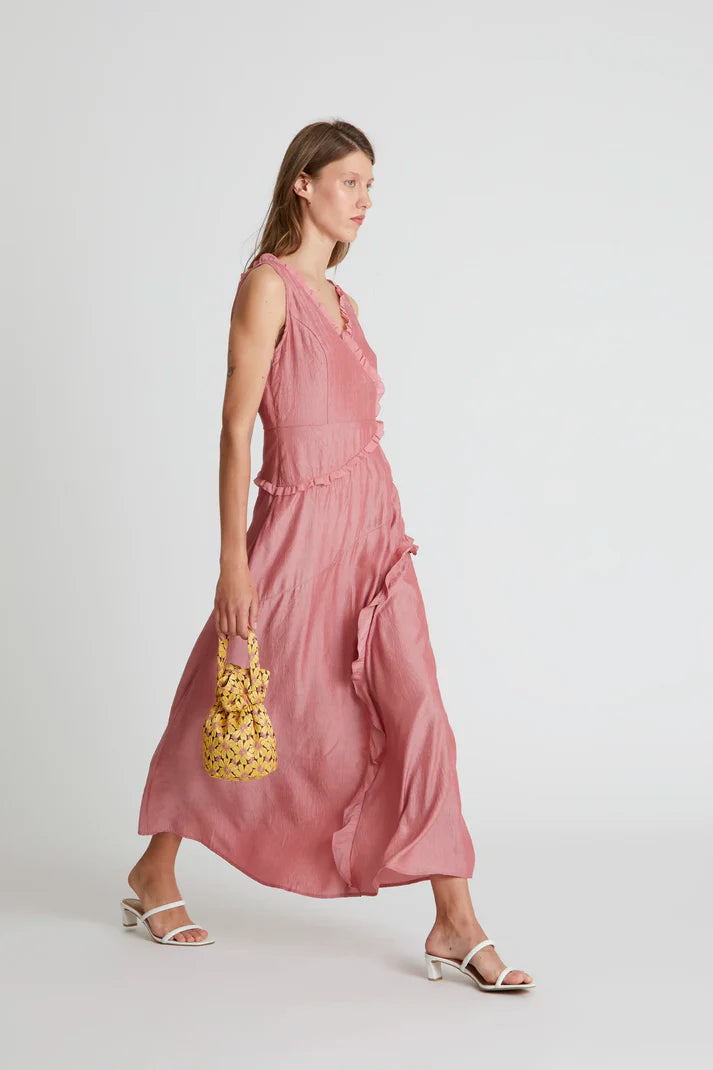 Vestido con Volantes Rosa