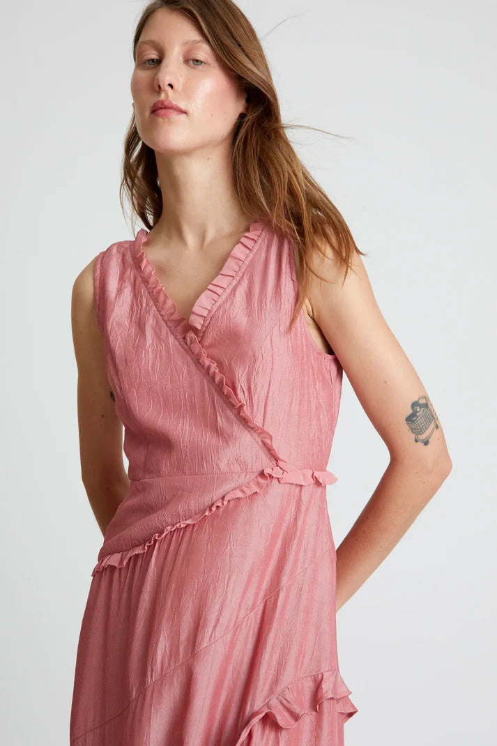 Vestido con Volantes Rosa