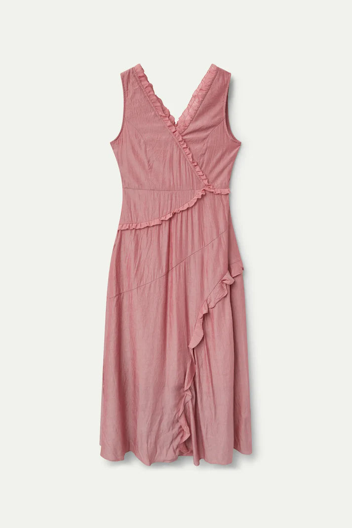 Vestido con Volantes Rosa