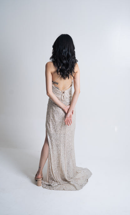 Vestido Leto Corte Sirena - Plata