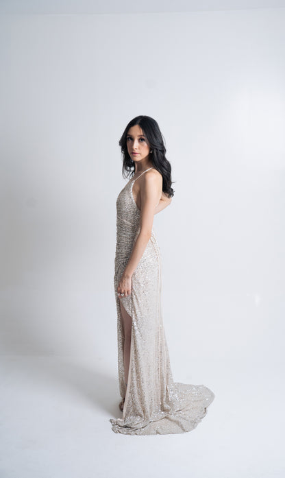 Vestido Leto Corte Sirena - Plata