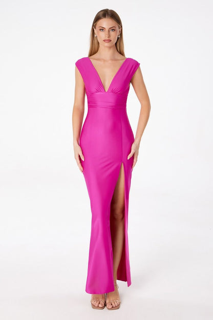 Vestido Corte Sirena Rosa Mexicano